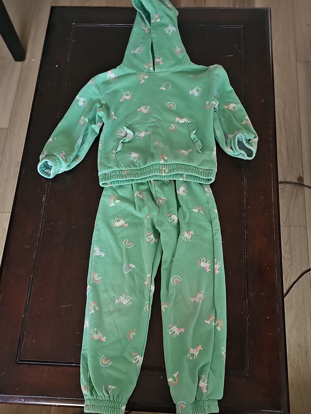 Garanimals Mint Green Unicorn Hoodie Pajama Set Kids Size 6